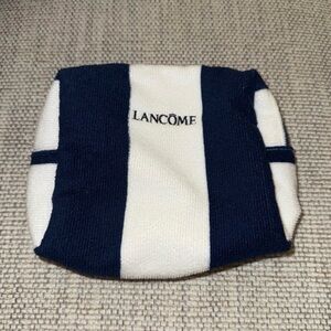 Lancôme Navy Blue and White Striped Cosmetic Pouch